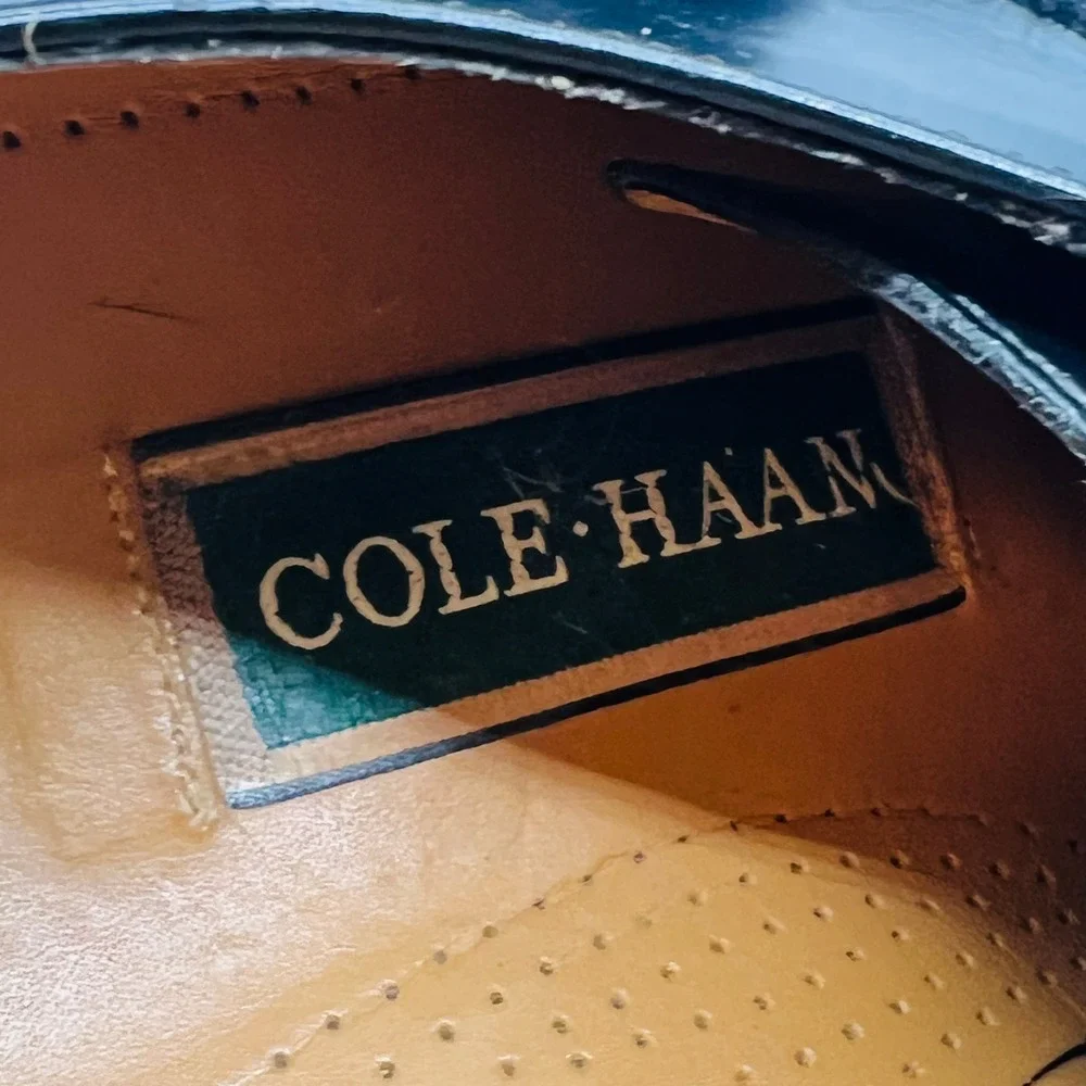 Cole Haan Shoes Mens 11 Black Leather Split Apron Toe Derby Oxford Vtg Preppy